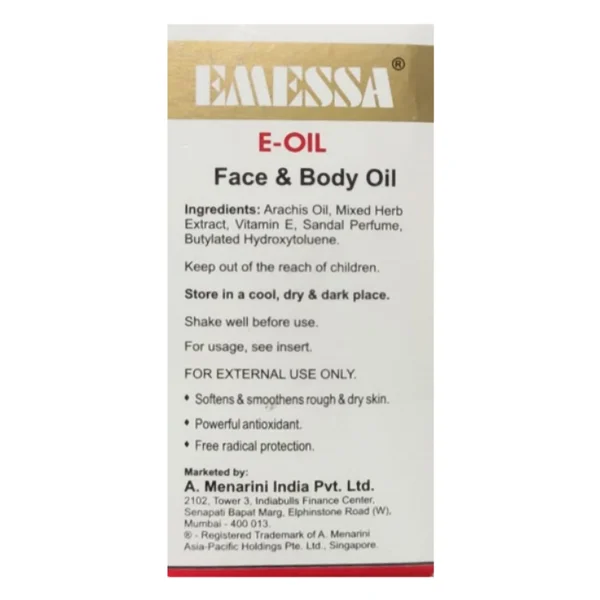 Emessa-E Oil 25 ml | Softens &amp; Smoothens Rough &amp; Dry Skin | For Face &amp; Body, Pack of 1