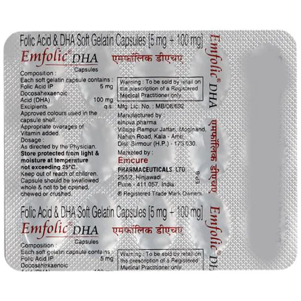 EMFOLIC DHA TABLET, Pack of 15 CAPSULES