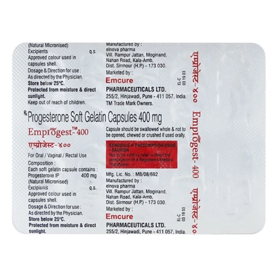 Emprogest-400 Softgel Capsule 10's, Pack of 10 SOFTGELSS