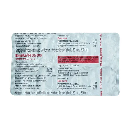 Emsita-M 50 mg/500 mg Tablet 10's