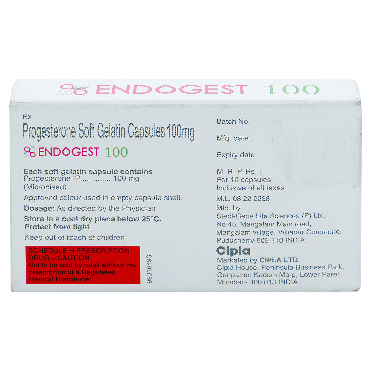 Endogest 100 mg Tablet 10's, Pack of 10 TabletS Endogest 100 mg Tablet 10's, Pack of 10 TabletS