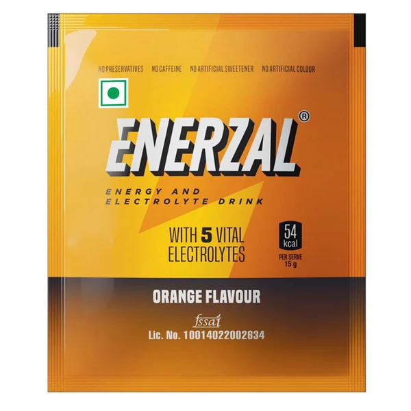 Enerzal Orange Flavour Energy Drink Powder, 50 gm