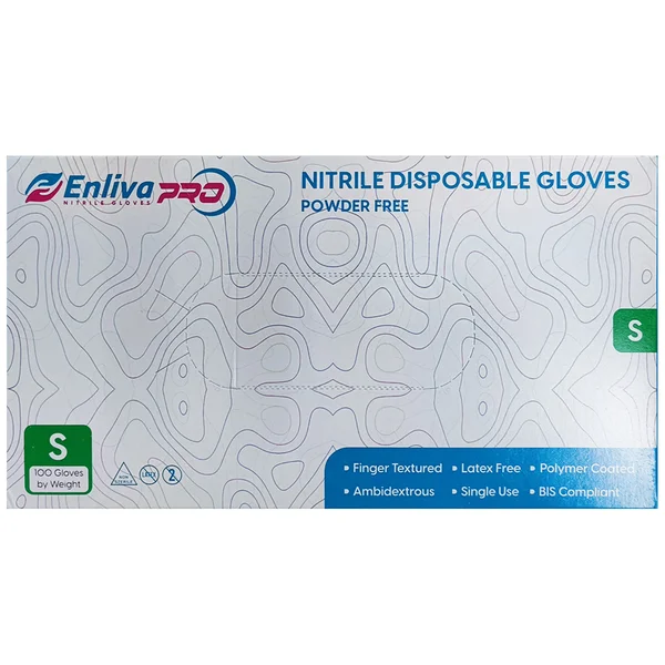 Wadi Enliva Pro P/F Nitrile Disposable Gloves Small, 100 Count
