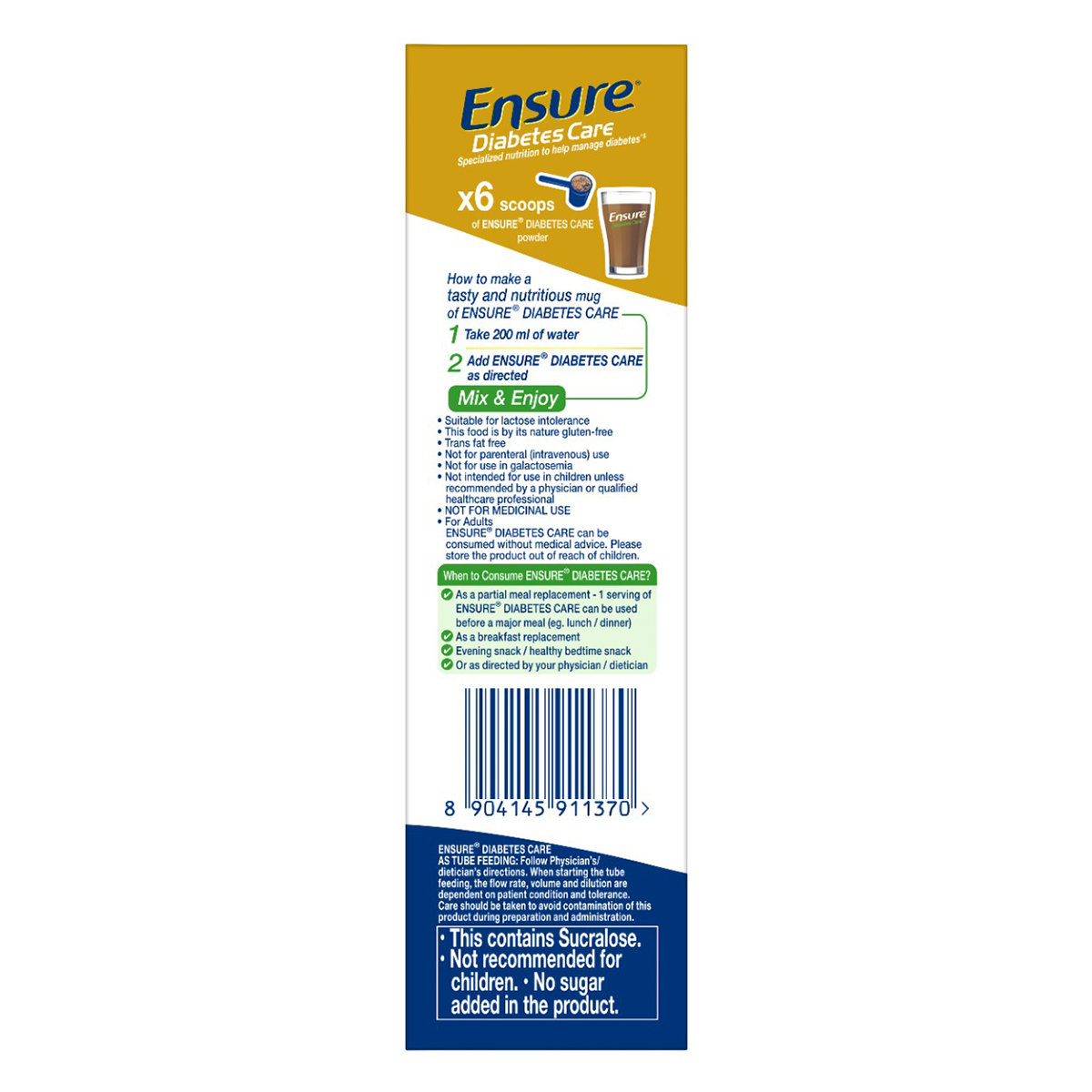 Ensure Diabetes Care Chocolate Flavour Powder for Adults, 200, Pack of 1 Ensure Diabetes Care Chocolate Flavour Powder for Adults, 200, Pack of 1