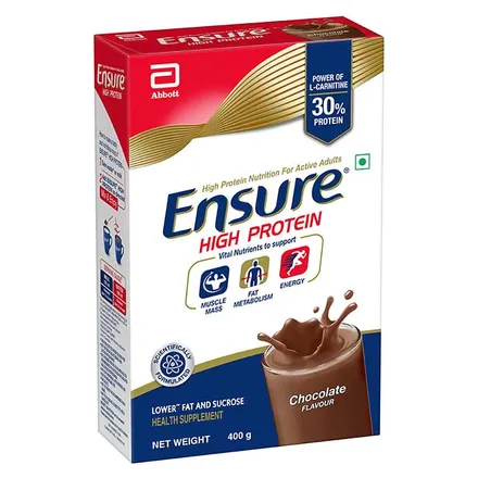 Ensure High Protein Chocolate Flavour Powder for Adults, 400 gm Price,  Uses, Side Effects, Composition - Apollo Pharmacy