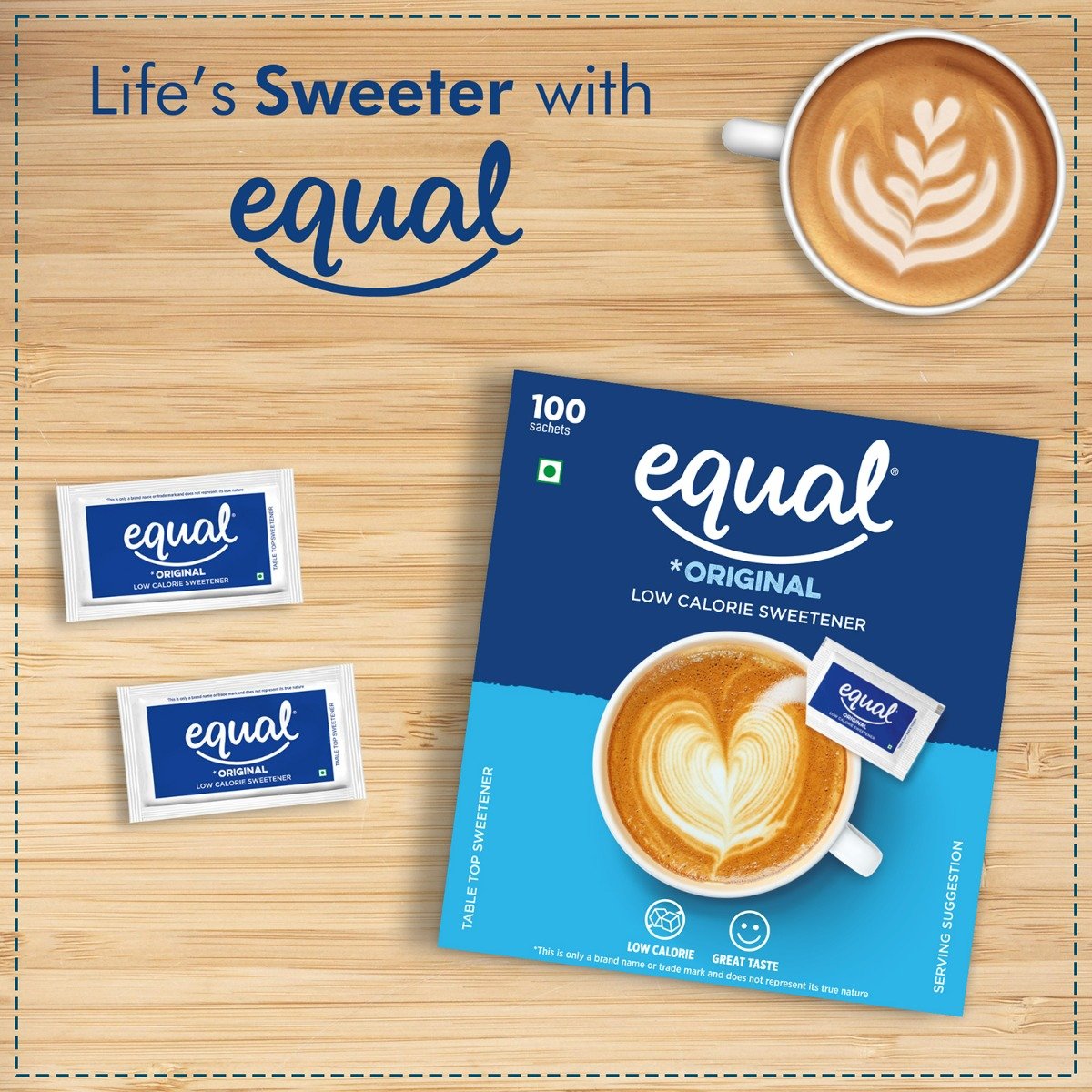 Equal Original Low Calorie Sweetener, 100 Sachets, Pack of 1 Equal Original Low Calorie Sweetener, 100 Sachets, Pack of 1