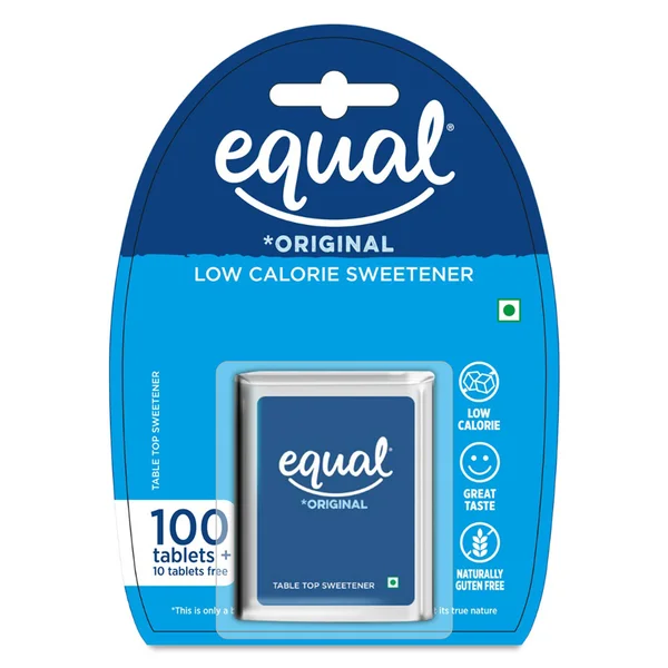 Equal Original Low Calorie Sweetener, 100 Tablets (Free 10 Tablets), Pack of 1