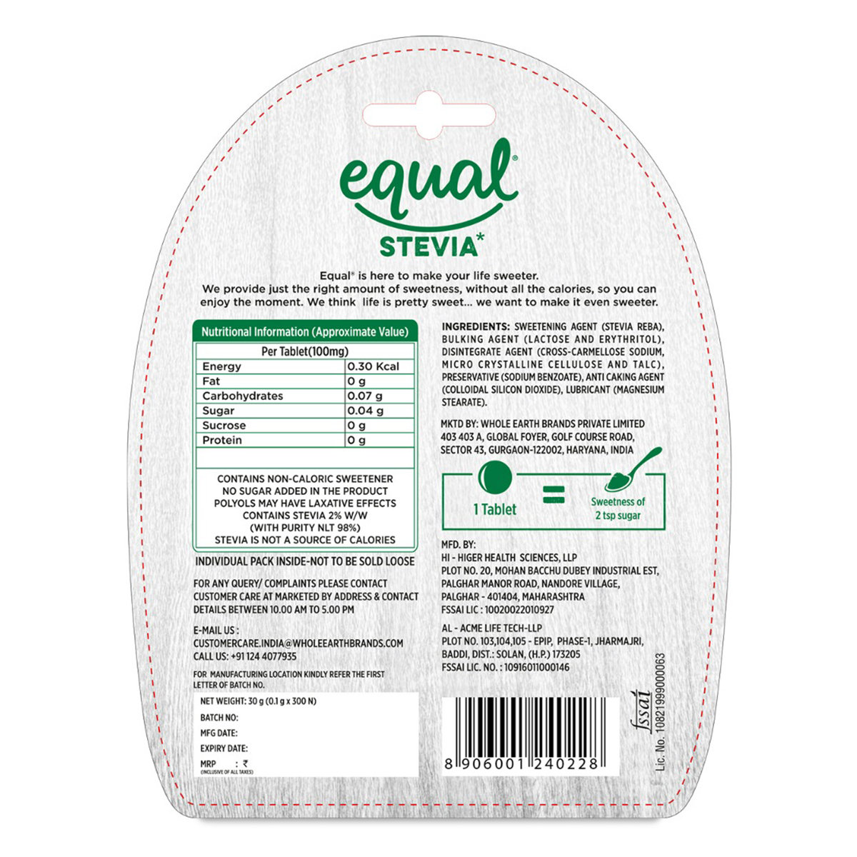 Equal Stevia Natural Sweetener, 300 Tablets, Pack of 1 Equal Stevia Natural Sweetener, 300 Tablets, Pack of 1