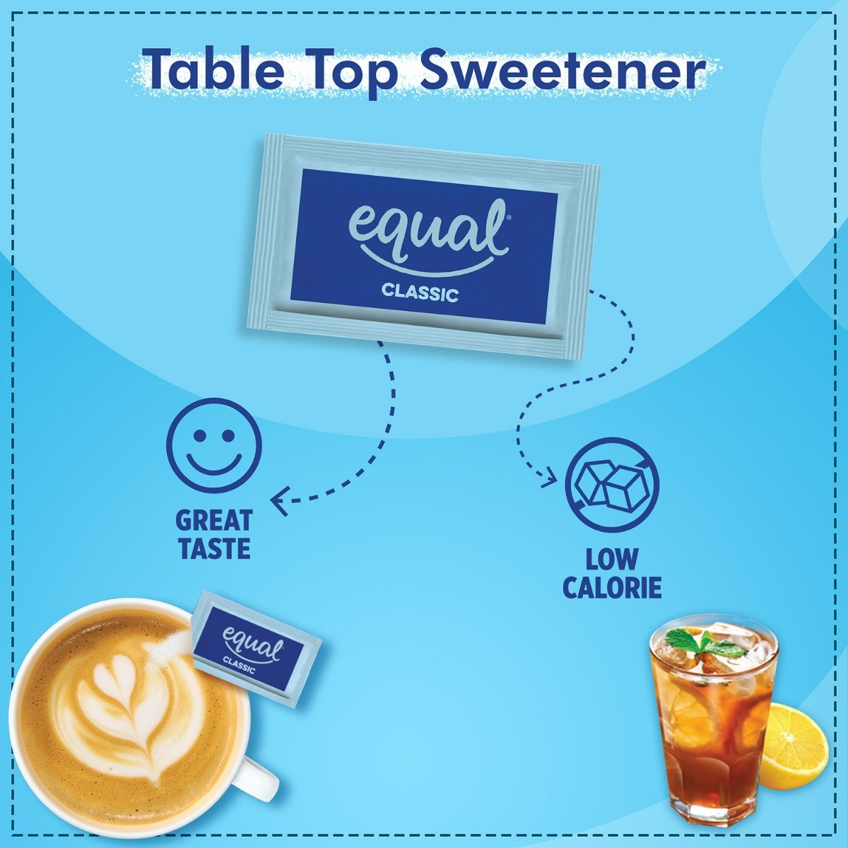Equal Classic Zero Calorie Sweetener, 100 Sachets, Pack of 1 Equal Classic Zero Calorie Sweetener, 100 Sachets, Pack of 1