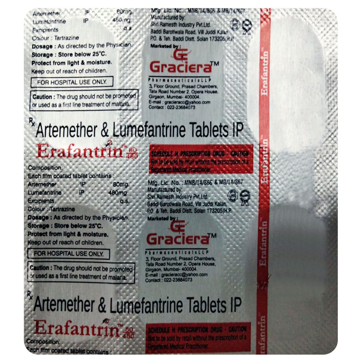 Erafantrin 80/480 Tablet 6's, Pack of 6 TabletS Erafantrin 80/480 Tablet 6's, Pack of 6 TabletS