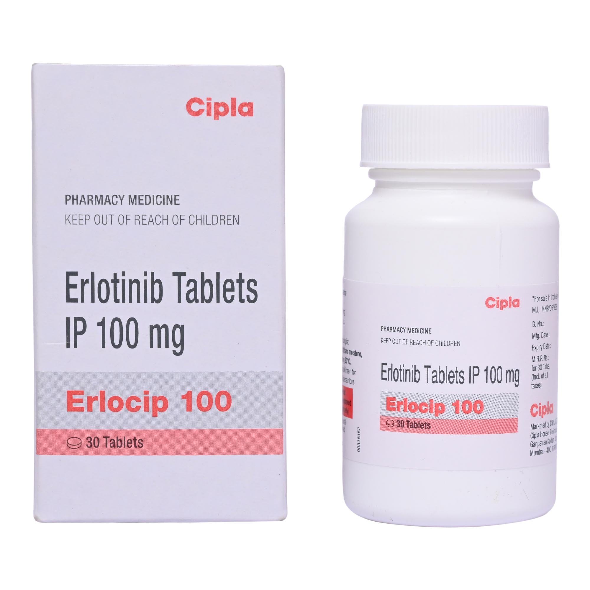 Erlocip 100 Tablet 30's, Pack of 1 Tablet Erlocip 100 Tablet 30's, Pack of 1 Tablet