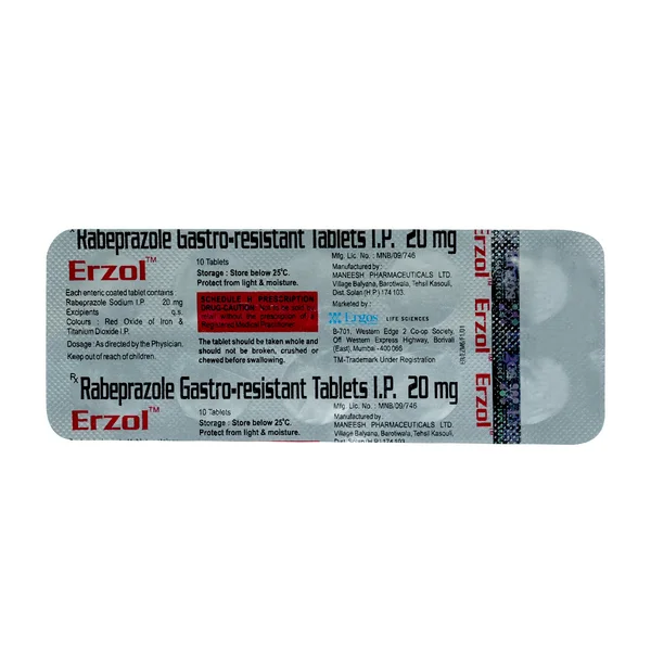 Erzol 20mg Tablet 10's, Pack of 10 TabletS