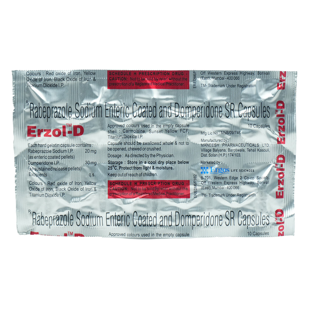 Erzol-D Capsule 10's, Pack of 10 CAPSULES Erzol-D Capsule 10's, Pack of 10 CAPSULES