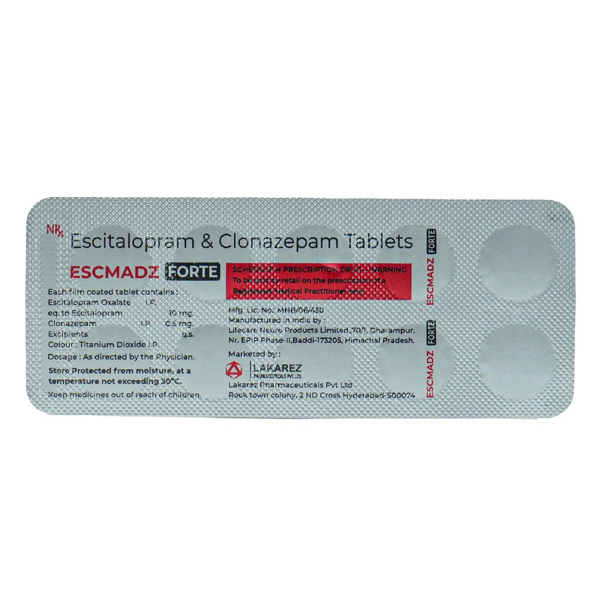 Escmadz Forte 10 mg/0.5 mg Tablet 10's, Pack of 10 TABLETS Escmadz Forte 10 mg/0.5 mg Tablet 10's, Pack of 10 TABLETS