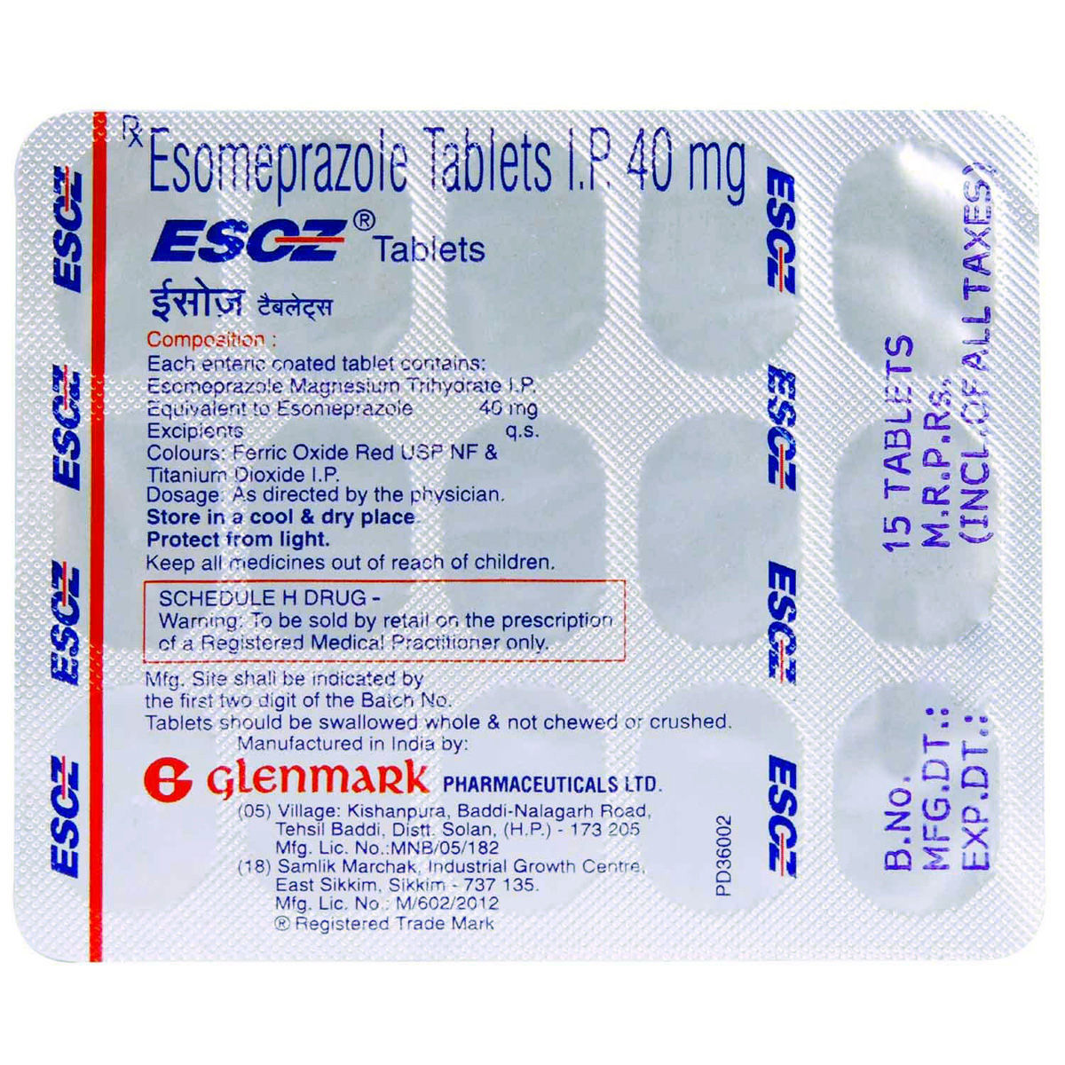 Esoz Tablet 15's, Pack of 15 TABLETS