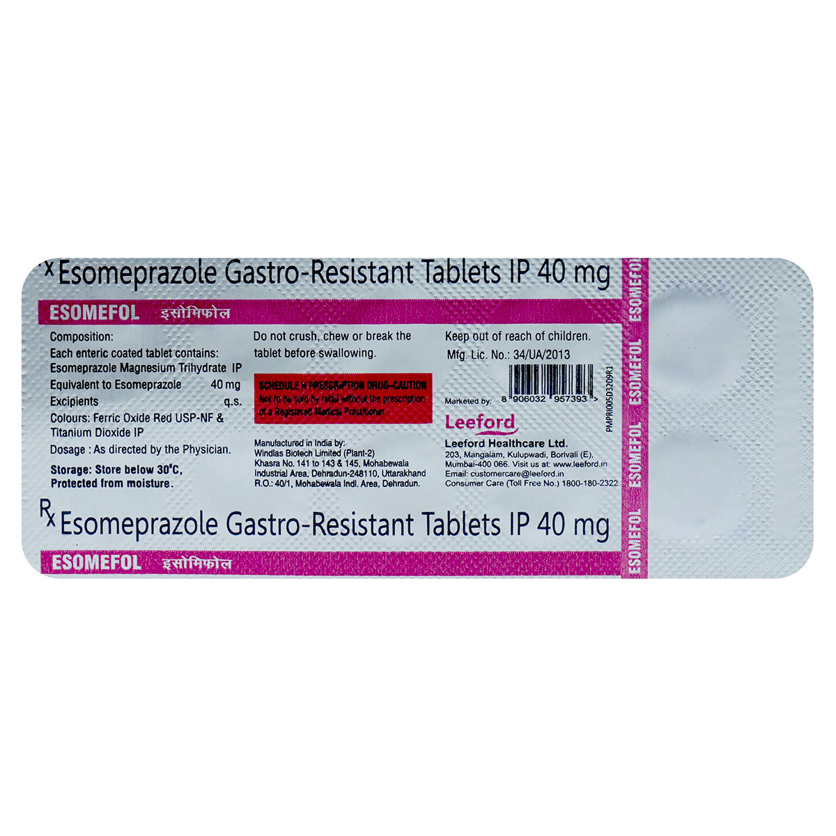 Esomefol 40 mg Tablet 10's, Pack of 10 TABLETS Esomefol 40 mg Tablet 10's, Pack of 10 TABLETS