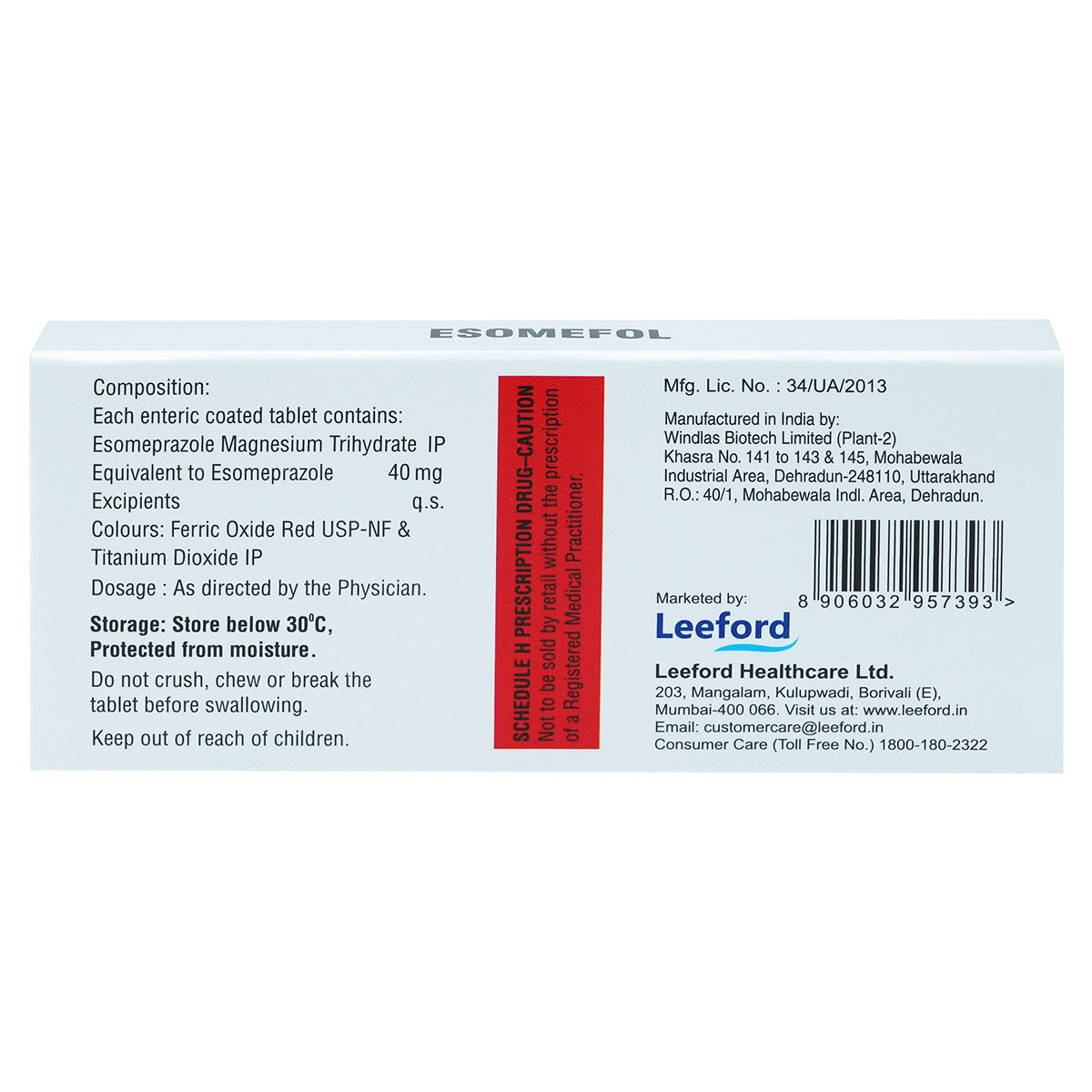 Esomefol 40 mg Tablet 10's, Pack of 10 TABLETS Esomefol 40 mg Tablet 10's, Pack of 10 TABLETS