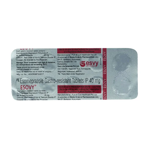 Esovy 40 mg Tablet 10's, Pack of 10 TabletS