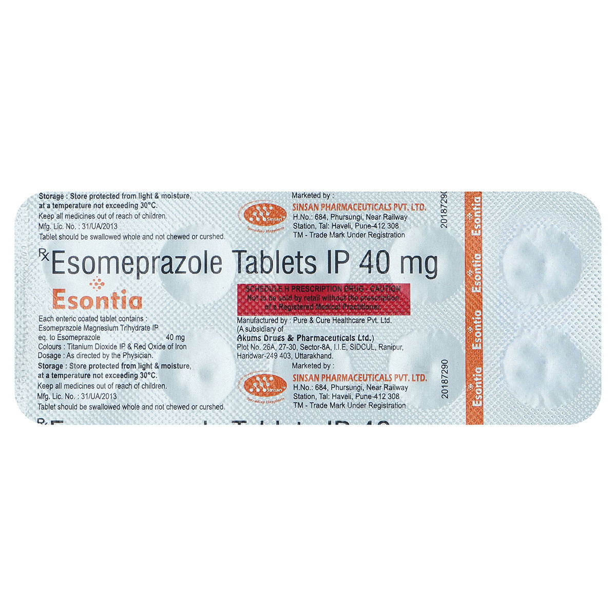 Esontia 40 Tab 10'S, Pack of 10 TABLETS Esontia 40 Tab 10'S, Pack of 10 TABLETS