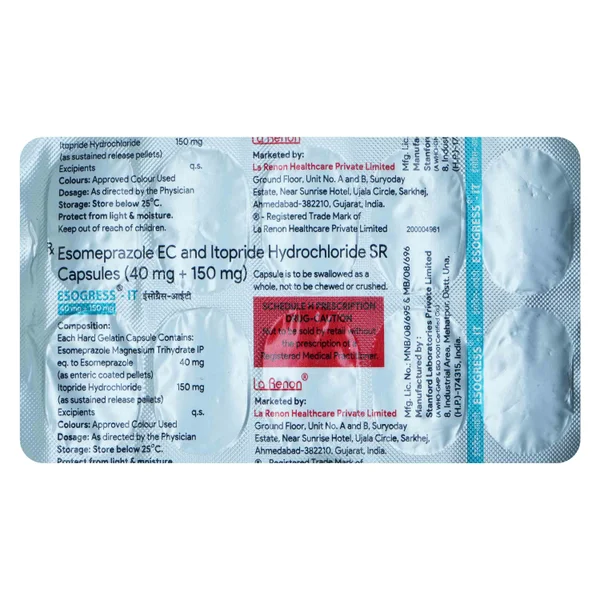Esogress-IT 40 mg/150 mg Capsule 10's, Pack of 10 CapsuleS