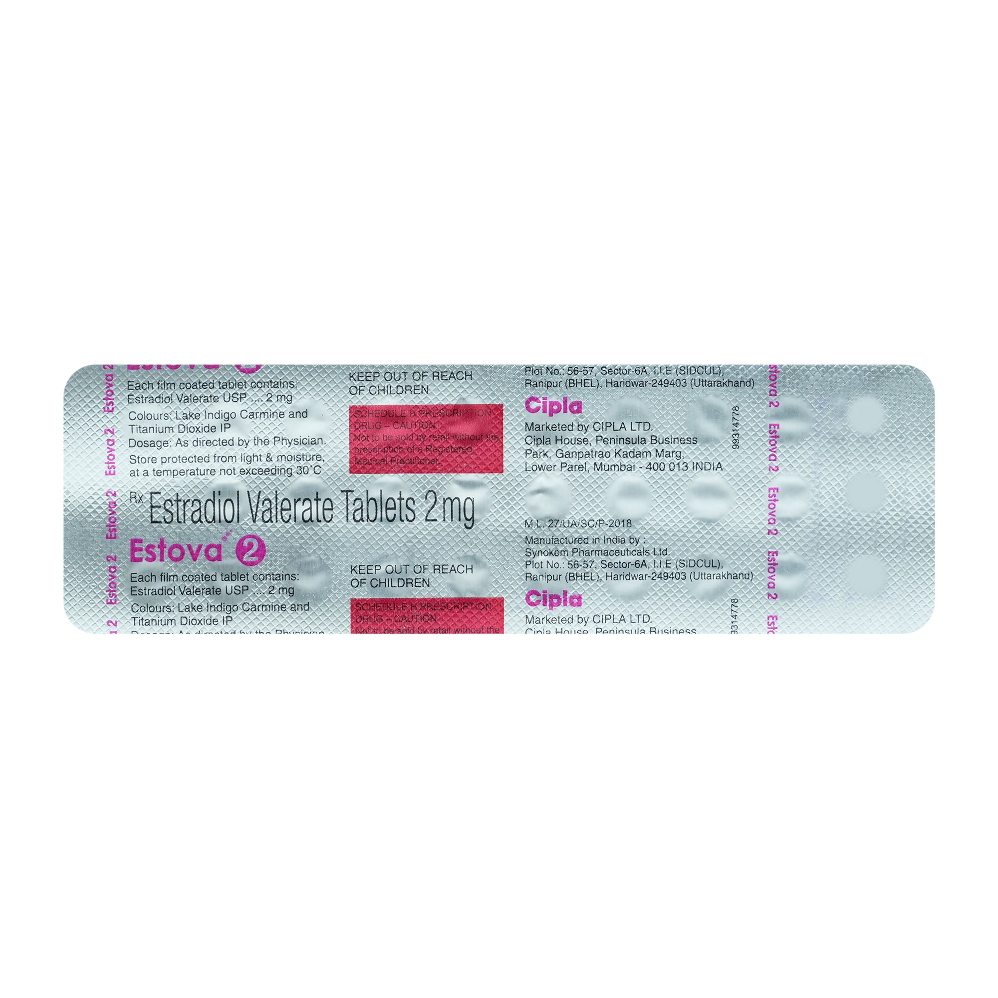 Buy Estova 2mg Tablet 28's Online