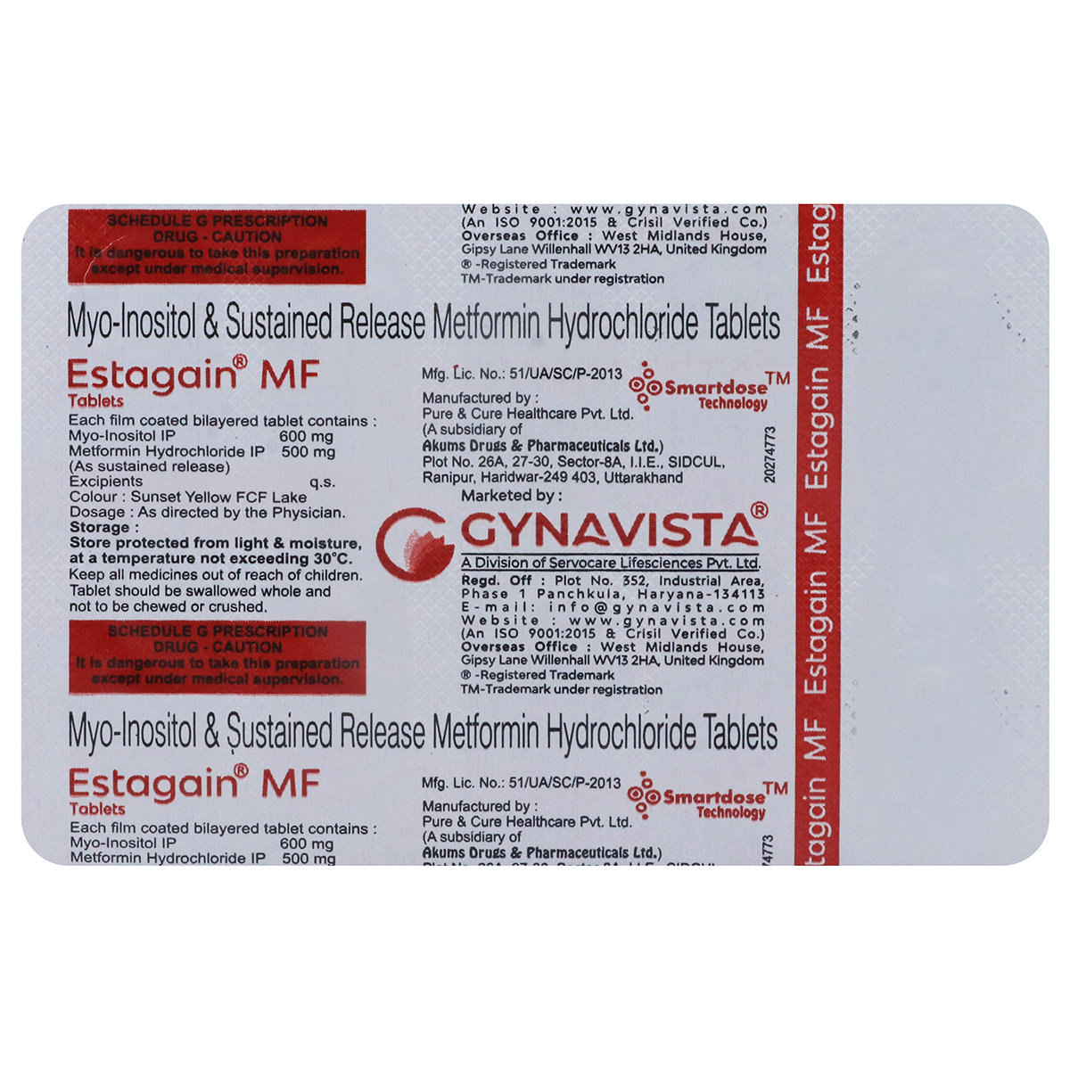 Buy Estagain MF Tablet 10's Online