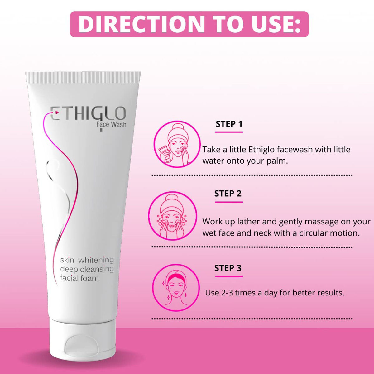 Ethiglo Skin Whitening Deep Cleansing Facial Foam Face Wash, 70 ml