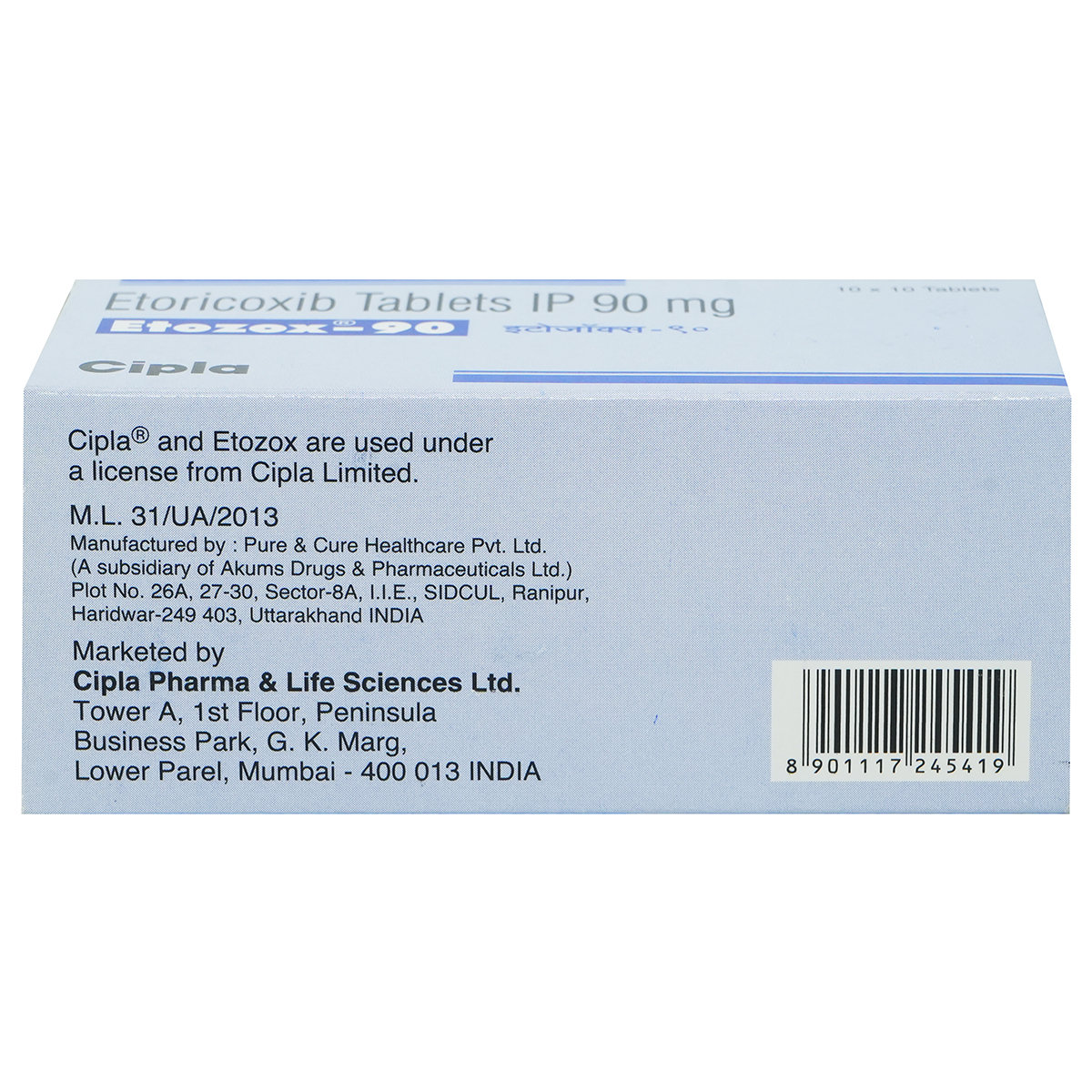 ETOZOX 90MG TABLET, Pack of 10 TABLETS ETOZOX 90MG TABLET, Pack of 10 TABLETS