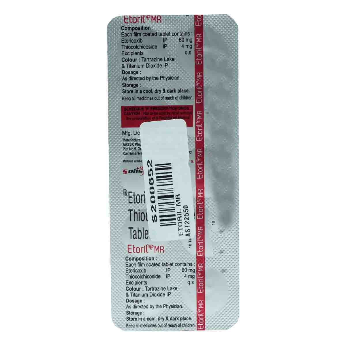 Etoril MR Tablet 10's, Pack of 10 TABLETS Etoril MR Tablet 10's, Pack of 10 TABLETS