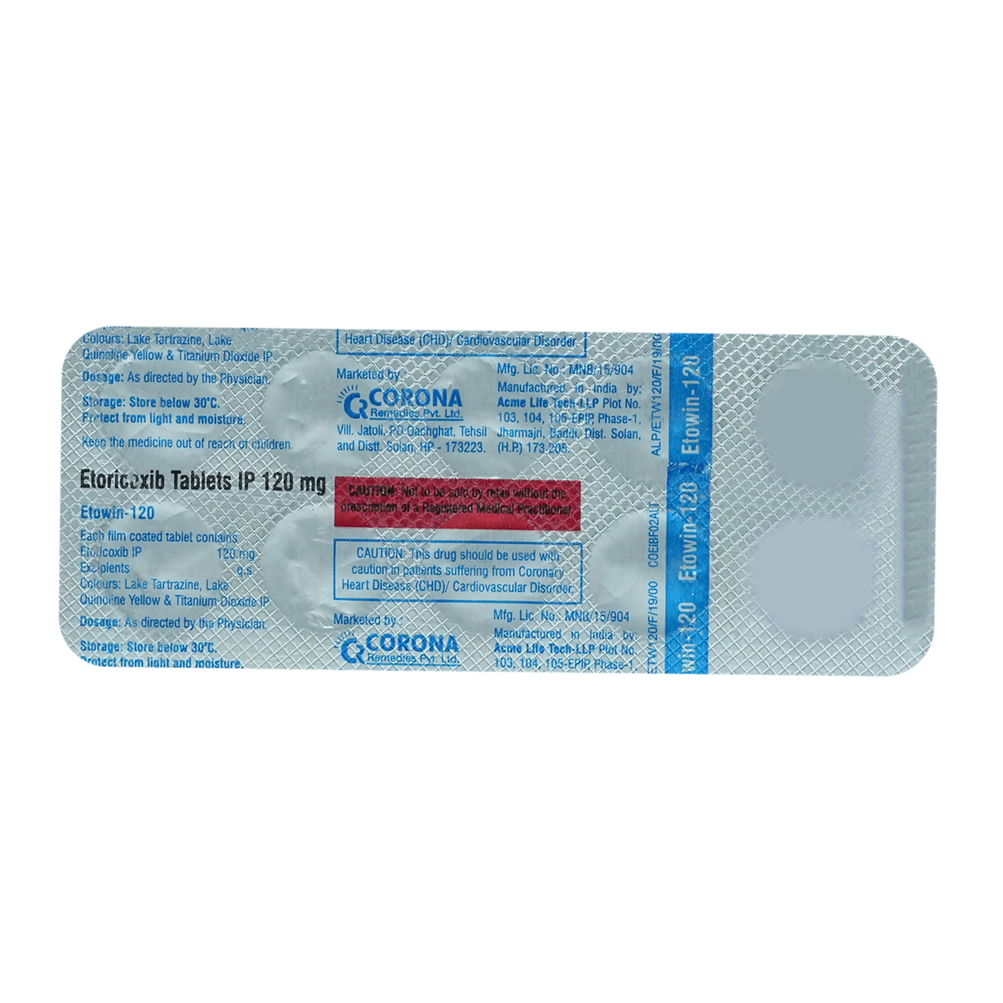 Etowin-120 Tablet 10's, Pack of 10 TABLETS Etowin-120 Tablet 10's, Pack of 10 TABLETS