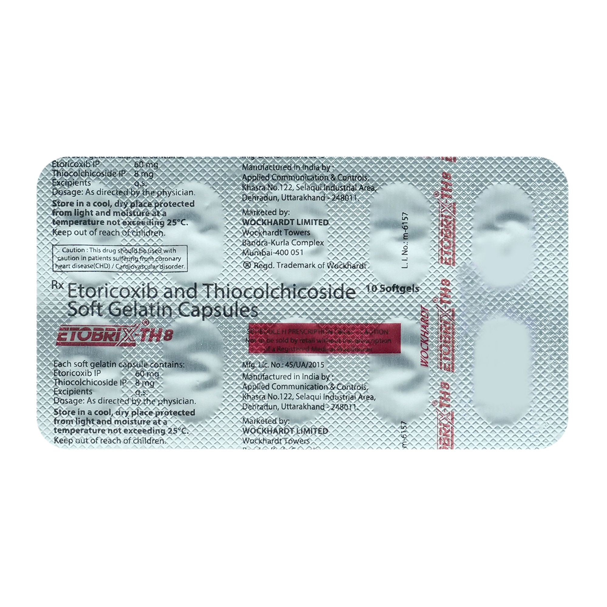 Etobrix-TH 8 Softgel Capsule 10's, Pack of 10 CapsuleS Etobrix-TH 8 Softgel Capsule 10's, Pack of 10 CapsuleS