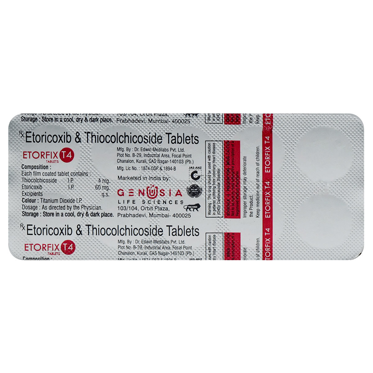 Etorfix T4 Tablet 10's, Pack of 10 TabletS Etorfix T4 Tablet 10's, Pack of 10 TabletS