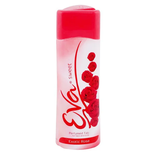 Eva Sweet-Exotic Rose Perfumed Talc 100 gm | Protects From Body Odour | Offers All Day Long Freshness | For Face &amp; Body, Pack of 1