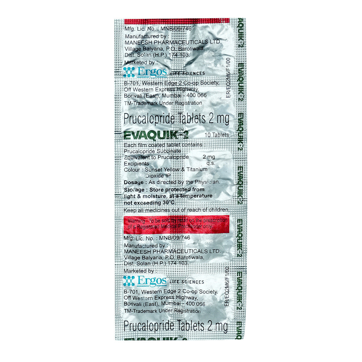 Evaquik 2 mg Tablet 10's, Pack of 10 TabletS Evaquik 2 mg Tablet 10's, Pack of 10 TabletS