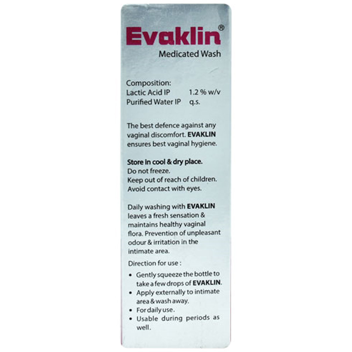 Evaklin Medicated Wash 100 ml, Pack of 1 Liquid Evaklin Medicated Wash 100 ml, Pack of 1 Liquid