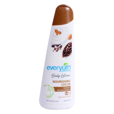 Everyuth Nourishing Cocoa Body Lotion 200 ml | Pure Cocoa & Almond Milk | 48 Hr Long Lasting Moisturization | Deep Nourishment