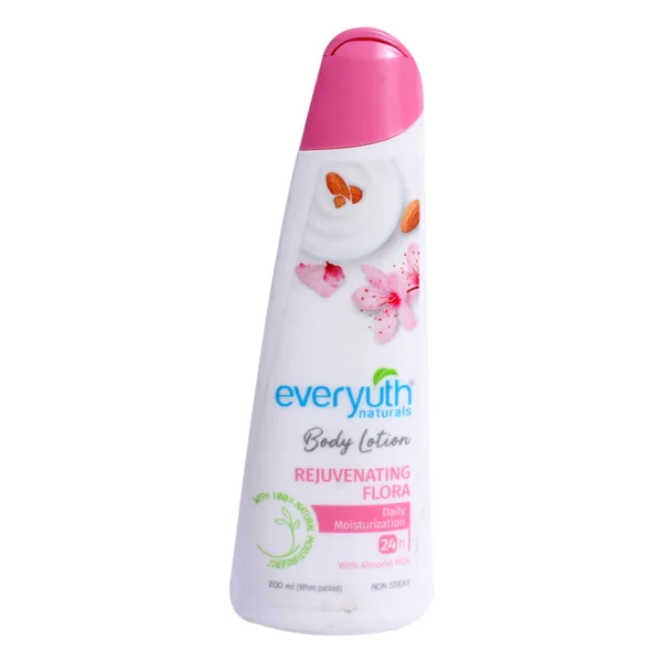 Everyuth Rejuvenating Flora Body Lotion 200 ml | Almond Milk | 24Hr Daily Moisturiztaion, Pack of 1