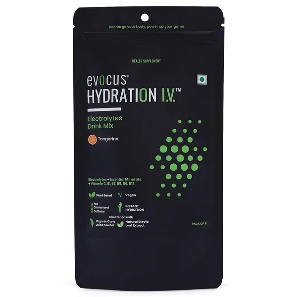 Evocus Hydration I.V. Electrolytes Drink Mix Tangerine Flavour Powder, 42 gm (7gm x 6 Sachet), Pack of 1
