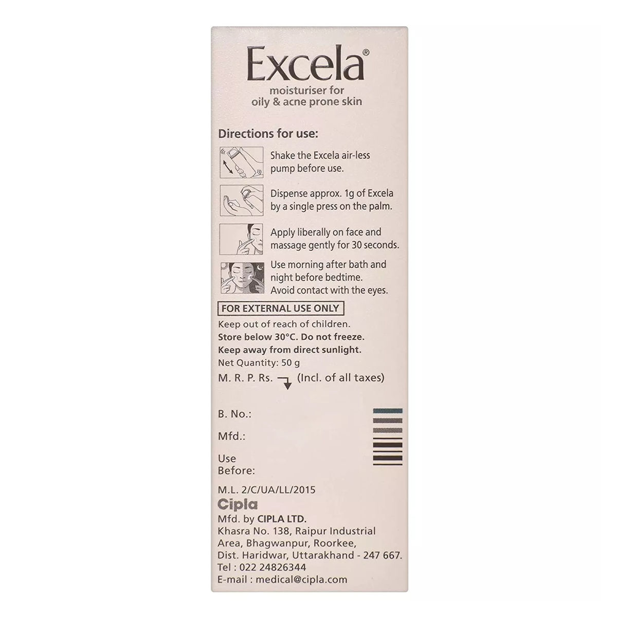 Excela Moisturiser Cream 50 gm Price, Uses, Side Effects, Composition