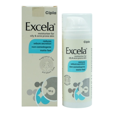 Excela Moisturiser Cream 50 gm | Reduces Sebum | Moisturises Skin | For Oily &amp; Acne Prone Skin, Pack of 1