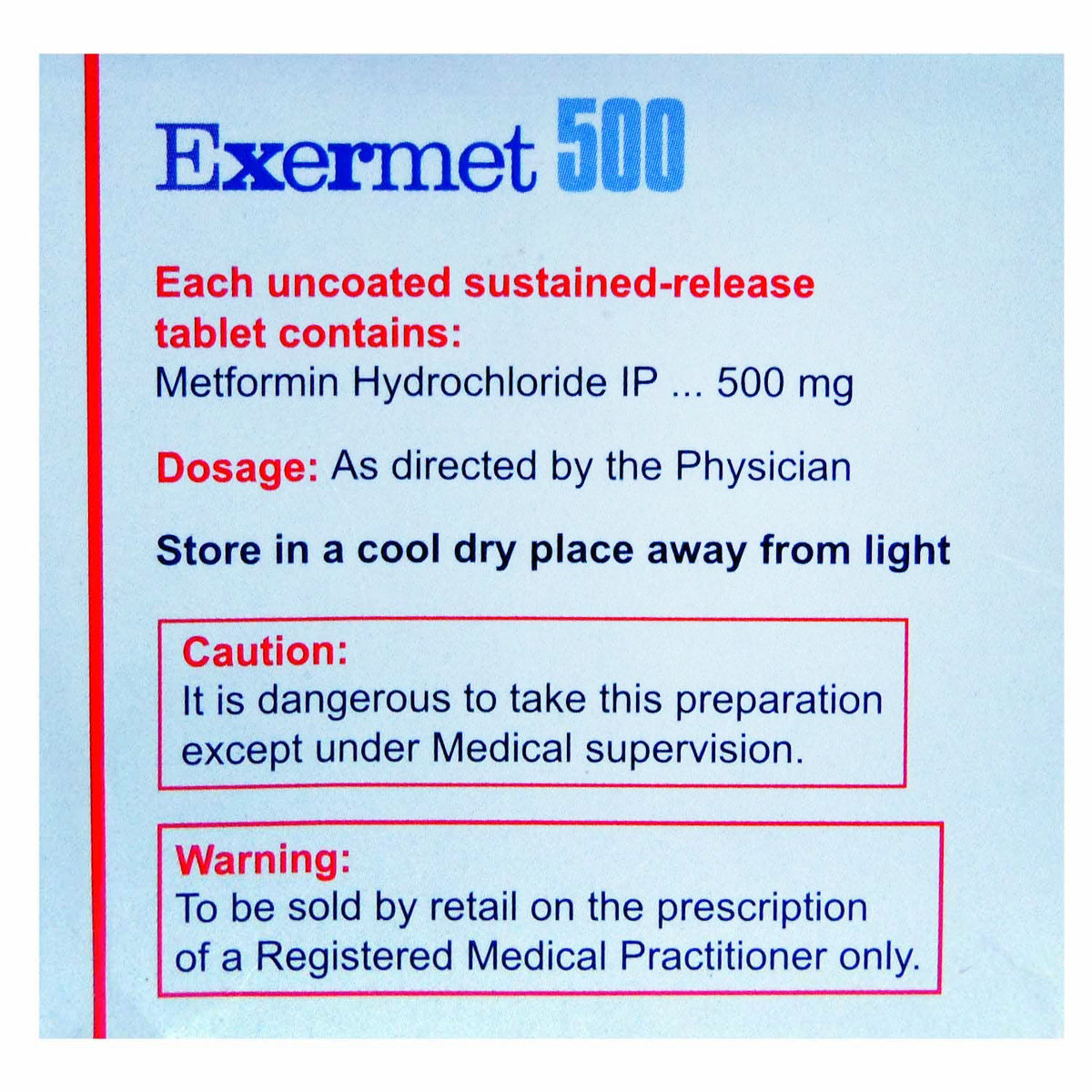 Exermet 500 Tablet 15's, Pack of 15 TABLETS Exermet 500 Tablet 15's, Pack of 15 TABLETS