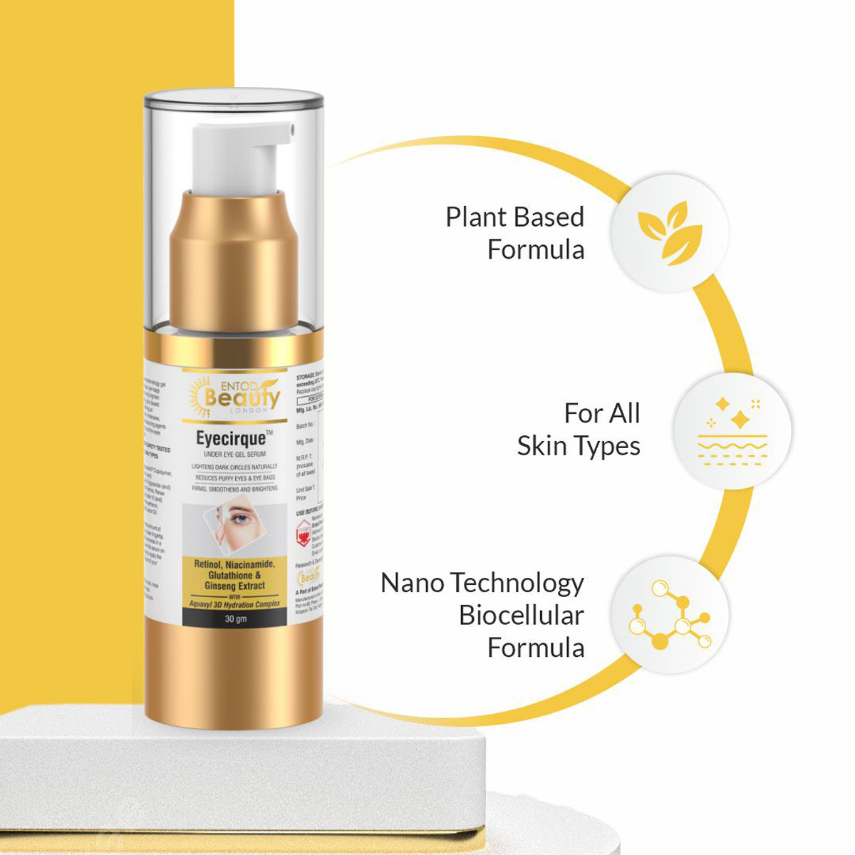 Eyecirque Under Eye Gel Serum 30 gm | Vitamin Complex, Aquaxyl, Glutathione, Ginseng Extract & Niacinamide | Reduces Dark Circles, Eye Puffiness, Eye Bags & Wrinkles | Smoothens, Brightens Skin | For All Skin Type, Pack of 1 Eyecirque Under Eye Gel Serum 30 gm | Vitamin Complex, Aquaxyl, Glutathione, Ginseng Extract & Niacinamide | Reduces Dark Circles, Eye Puffiness, Eye Bags & Wrinkles | Smoothens, Brightens Skin | For All Skin Type, Pack of 1