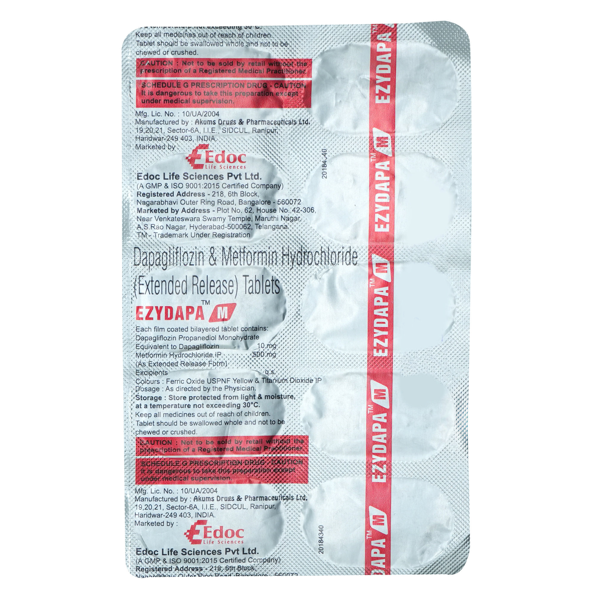 Ezydapa M 10/500 Tablet 10's, Pack of 10 TABLETS Ezydapa M 10/500 Tablet 10's, Pack of 10 TABLETS