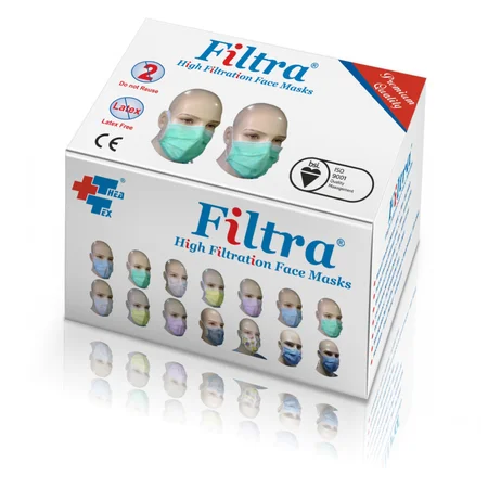 Thea-Tex Face Mask High Filtration 3Ply Tie Blue, 1 Count