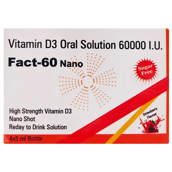 Fact-60 Nano Shots Sugar Free Strawberry Flavour Oral Solution 5 ml