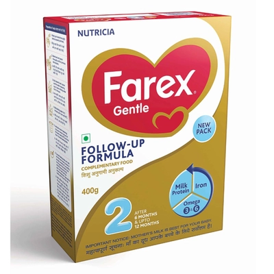 Farex Gentle Follow-Up Formula Stage 2 Powder for 6 to 12 Months, 400 gm Refill Pack, Pack of 1