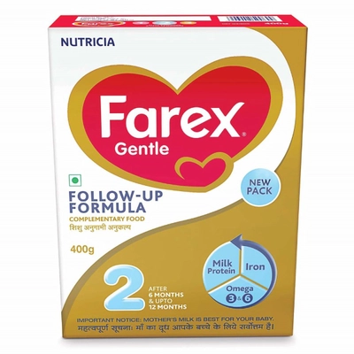 Farex Gentle Follow-Up Formula Stage 2 Powder for 6 to 12 Months, 400 gm Refill Pack, Pack of 1