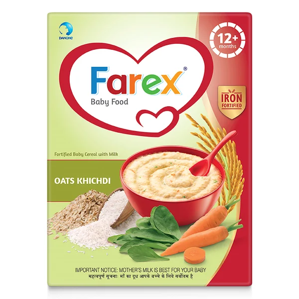 Farex Oats Khichidi Baby Cereal, After 12 Months, 300 gm Refill Pack, Pack of 1