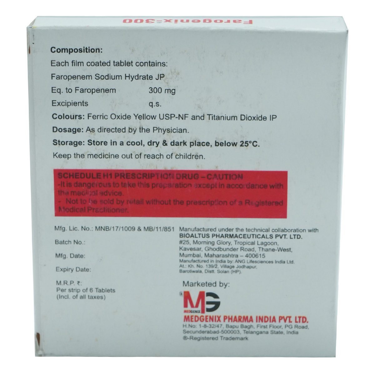 Farogenix-300 Tablet 6's, Pack of 6 TabletS Farogenix-300 Tablet 6's, Pack of 6 TabletS