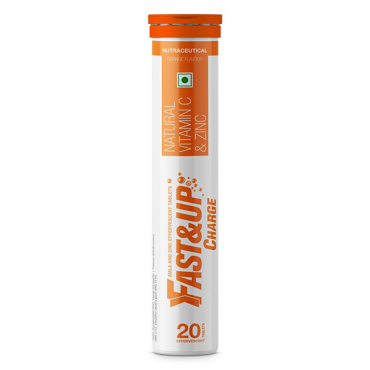 Buy Fast&Up Charge Natural Vitamin C & Zinc Orange Flavour, 20 Effervescent Tablets Online